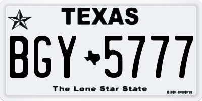 TX license plate BGY5777