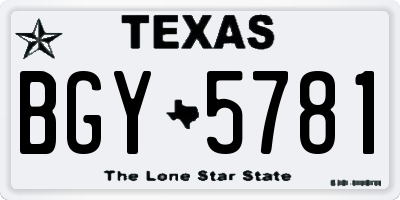 TX license plate BGY5781