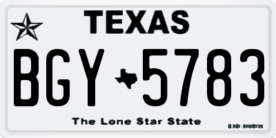 TX license plate BGY5783