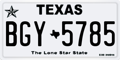 TX license plate BGY5785