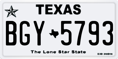 TX license plate BGY5793
