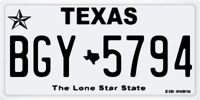 TX license plate BGY5794