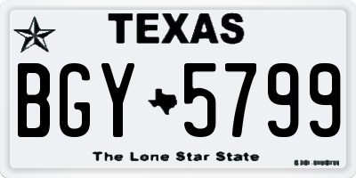 TX license plate BGY5799