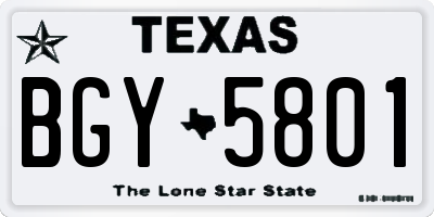 TX license plate BGY5801
