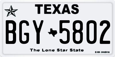 TX license plate BGY5802