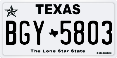 TX license plate BGY5803