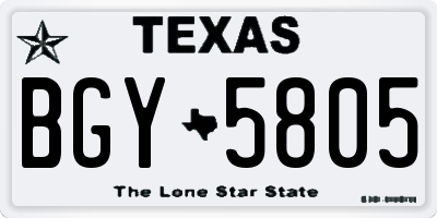 TX license plate BGY5805