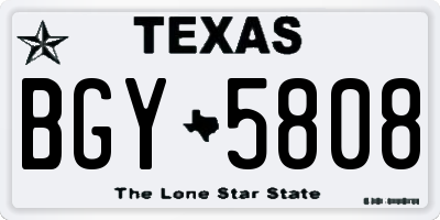 TX license plate BGY5808