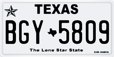 TX license plate BGY5809