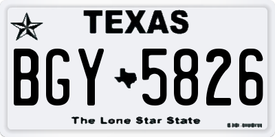 TX license plate BGY5826