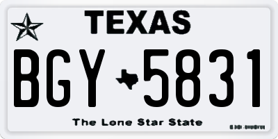 TX license plate BGY5831