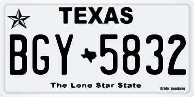 TX license plate BGY5832