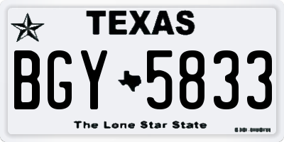 TX license plate BGY5833