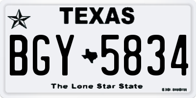 TX license plate BGY5834