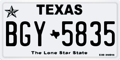 TX license plate BGY5835
