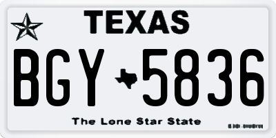TX license plate BGY5836