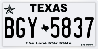 TX license plate BGY5837