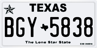 TX license plate BGY5838