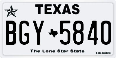 TX license plate BGY5840