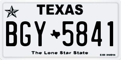 TX license plate BGY5841