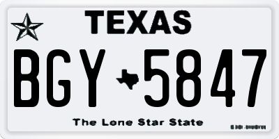 TX license plate BGY5847