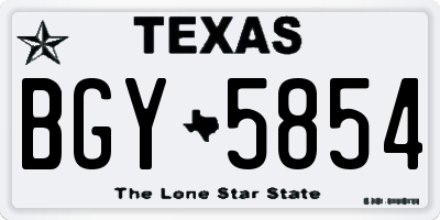 TX license plate BGY5854