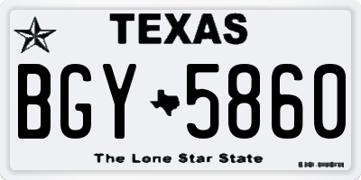 TX license plate BGY5860