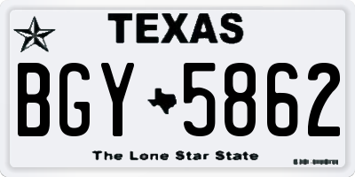 TX license plate BGY5862