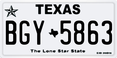 TX license plate BGY5863