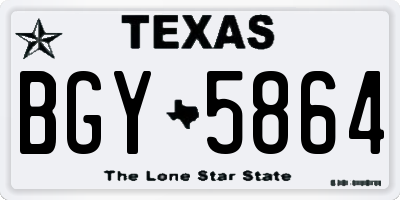 TX license plate BGY5864