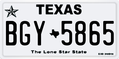 TX license plate BGY5865