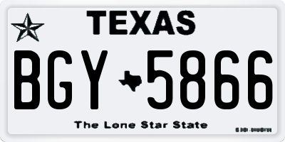 TX license plate BGY5866