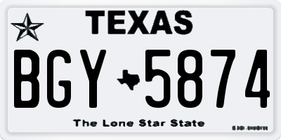 TX license plate BGY5874