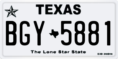 TX license plate BGY5881