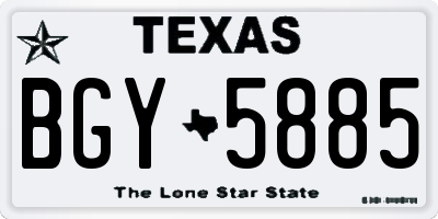 TX license plate BGY5885
