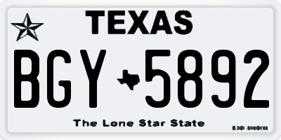 TX license plate BGY5892