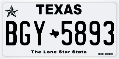 TX license plate BGY5893