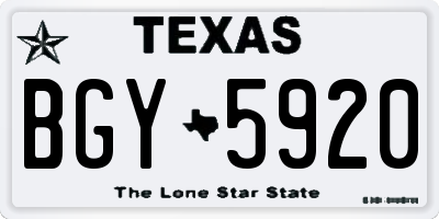 TX license plate BGY5920