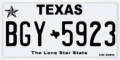 TX license plate BGY5923