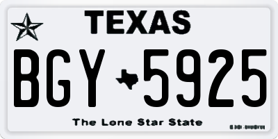 TX license plate BGY5925