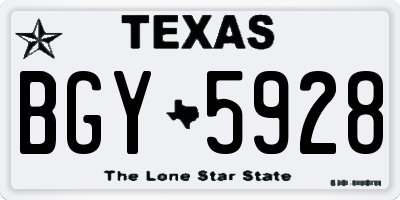 TX license plate BGY5928