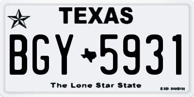 TX license plate BGY5931