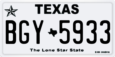 TX license plate BGY5933