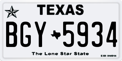 TX license plate BGY5934