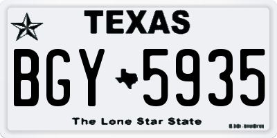 TX license plate BGY5935