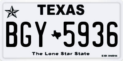 TX license plate BGY5936