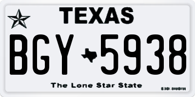TX license plate BGY5938