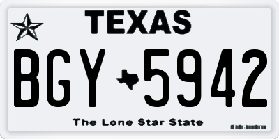 TX license plate BGY5942
