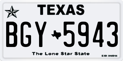 TX license plate BGY5943