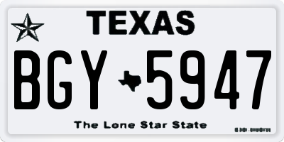 TX license plate BGY5947